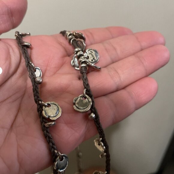 NWT Uno de 50 Long Multi Dangle Charms leather Silver plated long BOHO Necklace - Picture 2 of 12